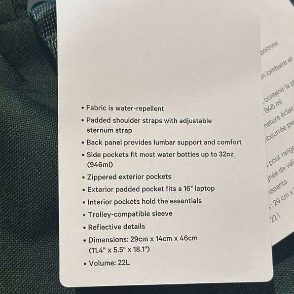 Lululemon Double-Zip Backpack 22L- Legacy Green/Grey Eucalyptus NWT laptop bag - Picture 7 of 13